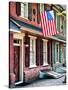 Front of House with an American Flag, Philadelphia, Pennsylvania, US, White Frame-Philippe Hugonnard-Stretched Canvas