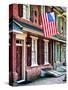 Front of House with an American Flag, Philadelphia, Pennsylvania, US, White Frame-Philippe Hugonnard-Stretched Canvas