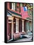 Front of House with an American Flag, Philadelphia, Pennsylvania, US, White Frame-Philippe Hugonnard-Framed Stretched Canvas