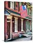 Front of House with an American Flag, Philadelphia, Pennsylvania, US, White Frame-Philippe Hugonnard-Stretched Canvas