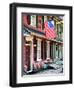 Front of House with an American Flag, Philadelphia, Pennsylvania, US, White Frame-Philippe Hugonnard-Framed Art Print