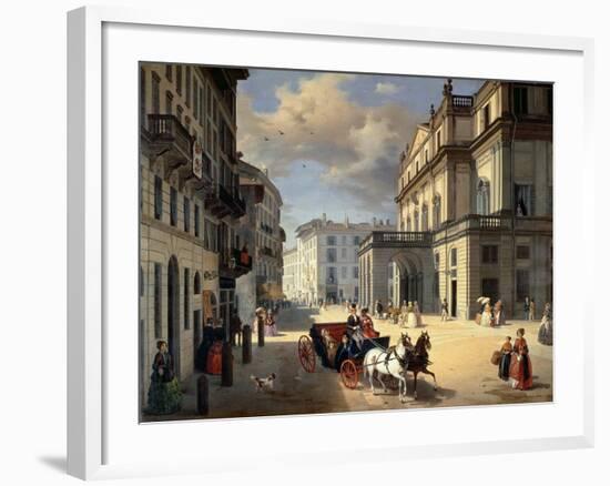 Front of La Scala Theatre, 1852-Angelo Inganni-Framed Giclee Print