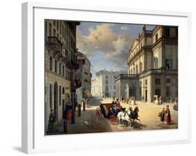 Front of La Scala Theatre, 1852-Angelo Inganni-Framed Giclee Print