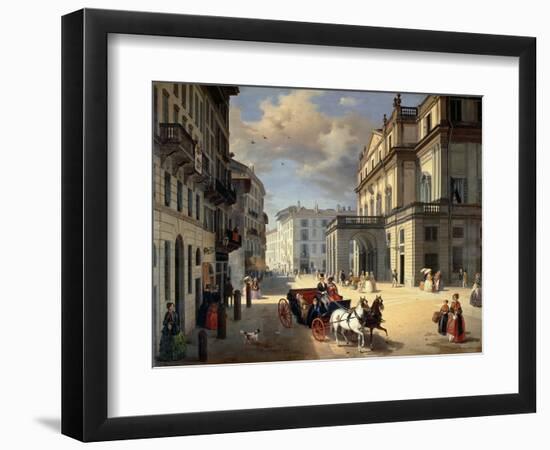 Front of La Scala Theatre, 1852-Angelo Inganni-Framed Giclee Print