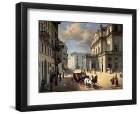 Front of La Scala Theatre, 1852-Angelo Inganni-Framed Giclee Print