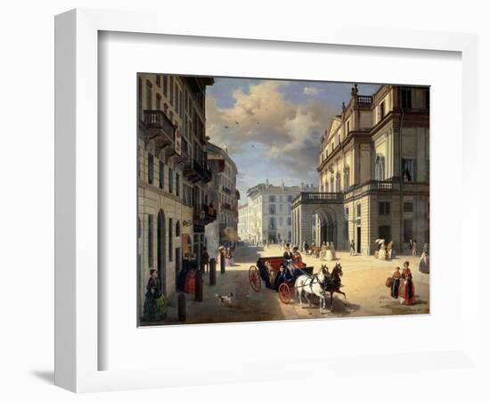 Front of La Scala Theatre, 1852-Angelo Inganni-Framed Giclee Print