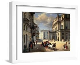 Front of La Scala Theatre, 1852-Angelo Inganni-Framed Giclee Print