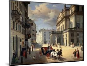 Front of La Scala Theatre, 1852-Angelo Inganni-Mounted Giclee Print