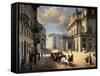 Front of La Scala Theatre, 1852-Angelo Inganni-Framed Stretched Canvas