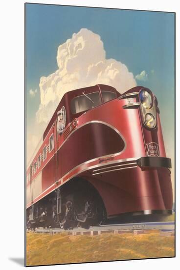 Front of Streamlined Train-null-Mounted Art Print