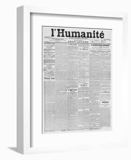 Front Page, First Issue of the Newspaper 'L'Humanite', 18th April 1904-French School-Framed Giclee Print