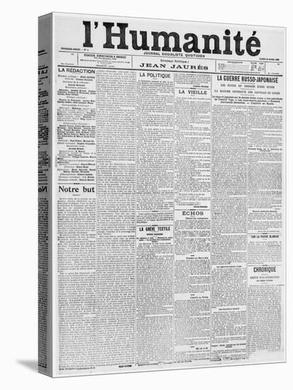 Front Page, First Issue of the Newspaper 'L'Humanite', 18th April 1904-French School-Stretched Canvas