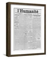 Front Page, First Issue of the Newspaper 'L'Humanite', 18th April 1904-French School-Framed Giclee Print