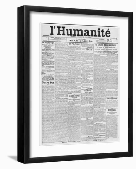 Front Page, First Issue of the Newspaper 'L'Humanite', 18th April 1904-French School-Framed Giclee Print