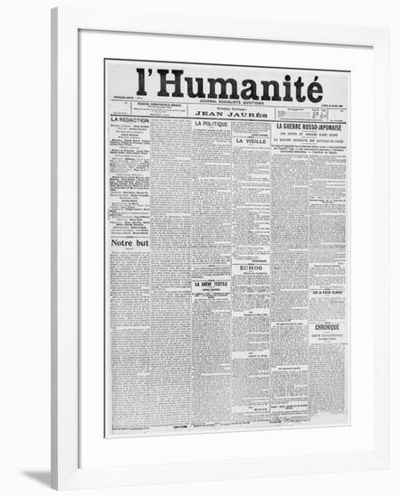 Front Page, First Issue of the Newspaper 'L'Humanite', 18th April 1904-French School-Framed Giclee Print