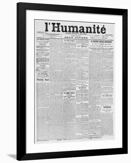 Front Page, First Issue of the Newspaper 'L'Humanite', 18th April 1904-French School-Framed Giclee Print