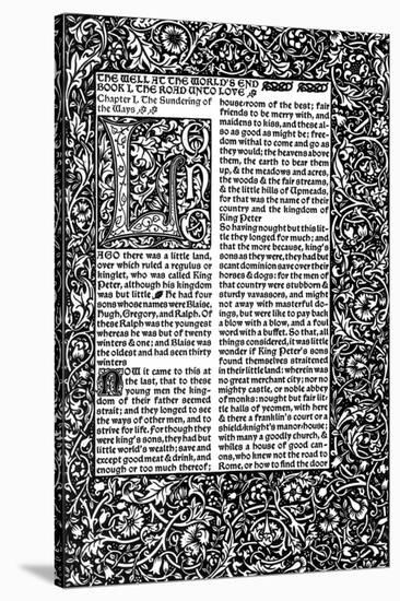 Front Page of Chapter I, Taken from the Well at World's End by William Morris, 1896-William Morris-Stretched Canvas