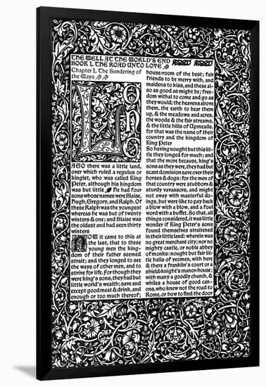 Front Page of Chapter I, Taken from the Well at World's End by William Morris, 1896-William Morris-Framed Giclee Print