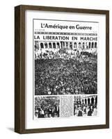 Front Page of L'Amerique En Guerre Newspaper, 9 August 1944-null-Framed Giclee Print