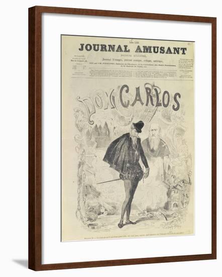 Front Page of 'Le Journal Amusant', with a Caricature of Don Carlos-Arjou Henri Darfou-Framed Giclee Print