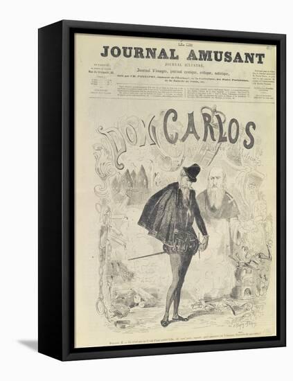 Front Page of 'Le Journal Amusant', with a Caricature of Don Carlos-Arjou Henri Darfou-Framed Stretched Canvas