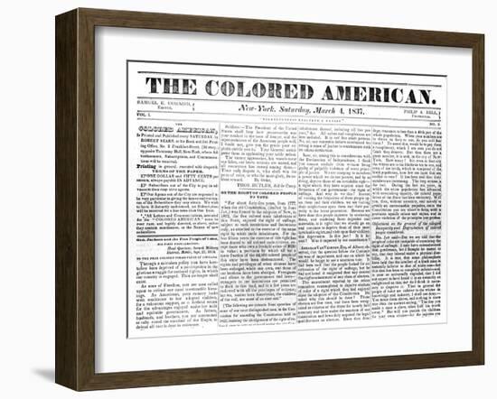 Front Page of 'The Colored American', 4th March, 1867-null-Framed Giclee Print