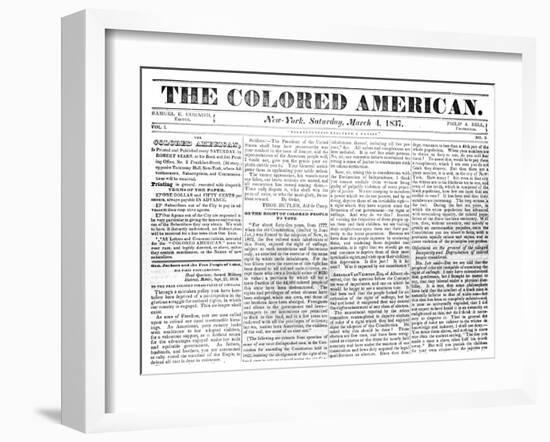 Front Page of 'The Colored American', 4th March, 1867-null-Framed Giclee Print