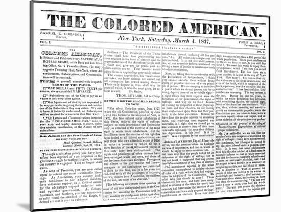 Front Page of 'The Colored American', 4th March, 1867-null-Mounted Giclee Print