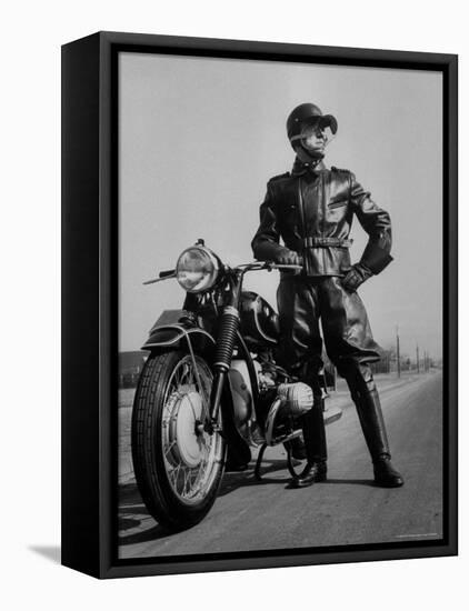 Front Shot of a German Made BMW Motorcycle and Rider-Ralph Crane-Framed Stretched Canvas