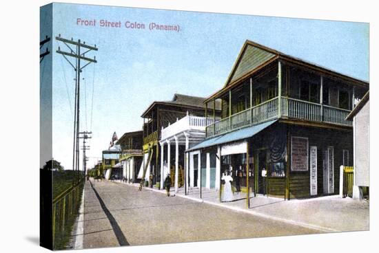 Front Street, Colon, Panama, 1907-null-Stretched Canvas