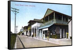 Front Street, Colon, Panama, 1907-null-Framed Stretched Canvas