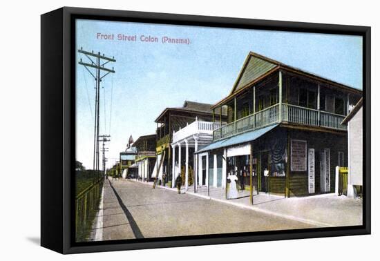 Front Street, Colon, Panama, 1907-null-Framed Stretched Canvas