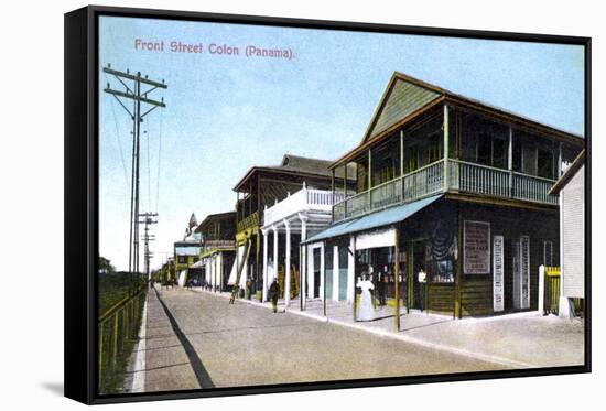 Front Street, Colon, Panama, 1907-null-Framed Stretched Canvas