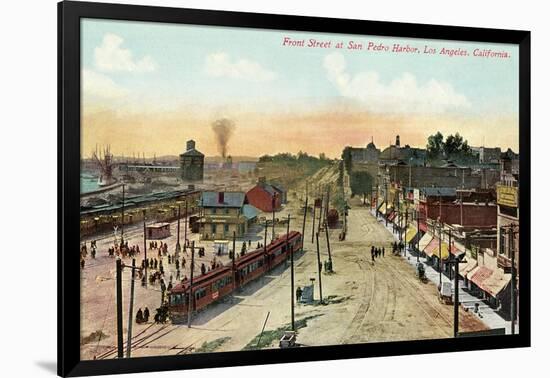 Front Street, San Pedro Harbor, California-null-Framed Art Print