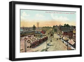 Front Street, San Pedro Harbor, California-null-Framed Art Print