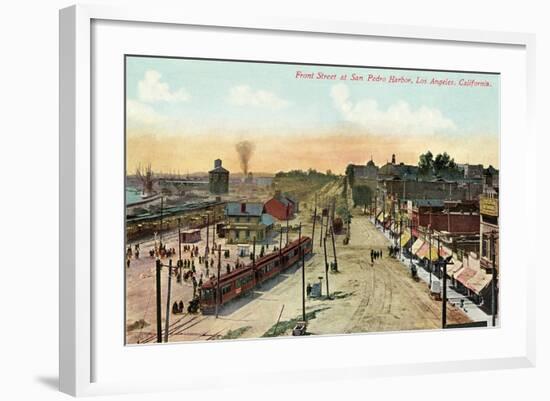 Front Street, San Pedro Harbor, California-null-Framed Art Print