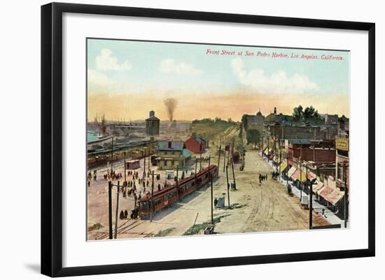 Front Street, San Pedro Harbor, California-null-Framed Art Print