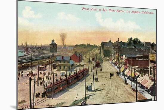 Front Street, San Pedro Harbor, California-null-Mounted Art Print