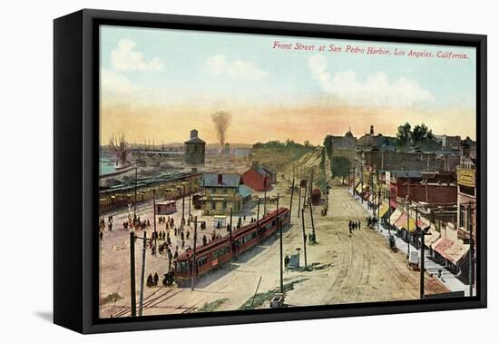 Front Street, San Pedro Harbor, California-null-Framed Stretched Canvas