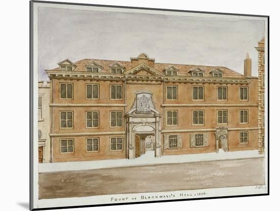 Front View of Blackwell Hall, City of London, 1806-Valentine Davis-Mounted Giclee Print