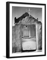 Front view of entrance, Church, Taos Pueblo National Historic Landmark, New Mexico, 1942-Ansel Adams-Framed Art Print