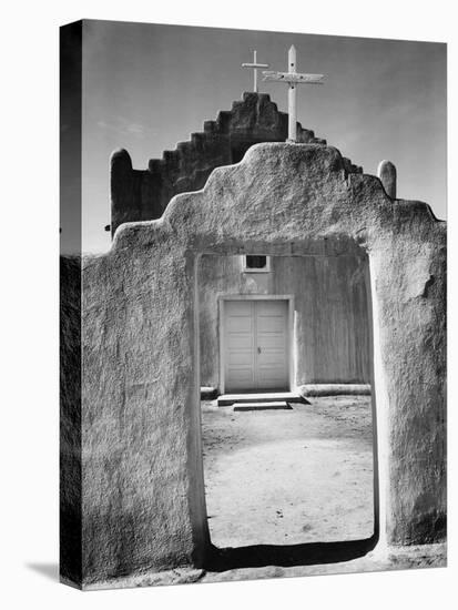 Front view of entrance, Church, Taos Pueblo National Historic Landmark, New Mexico, 1942-Ansel Adams-Stretched Canvas