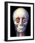 Front view of human skull with eyes, veins and arteries on black background.-Leonello Calvetti-Framed Art Print