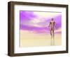 Front View of Male Musculature, Pink Background-null-Framed Art Print