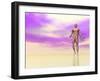 Front View of Male Musculature, Pink Background-null-Framed Art Print