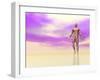 Front View of Male Musculature, Pink Background-null-Framed Art Print