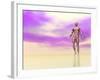 Front View of Male Musculature, Pink Background-null-Framed Art Print