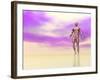 Front View of Male Musculature, Pink Background-null-Framed Art Print