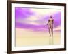 Front View of Male Musculature, Pink Background-null-Framed Art Print