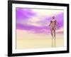 Front View of Male Musculature, Pink Background-null-Framed Art Print